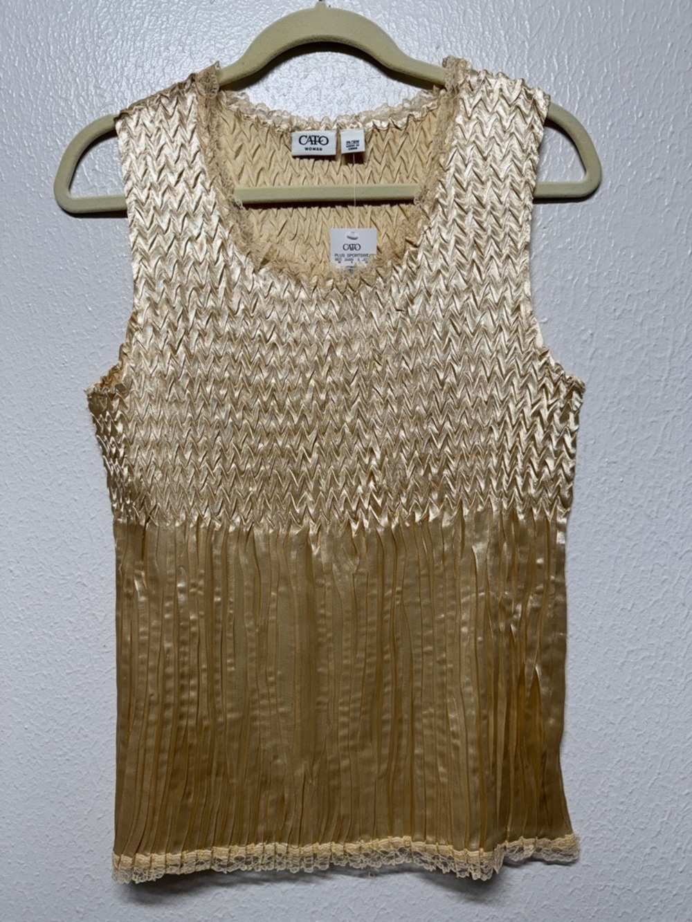 Cato Gold Metallic Pleated Sleeveless Camisole
